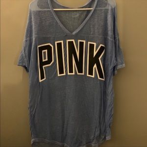 VS pink v neck shear shirt over sized